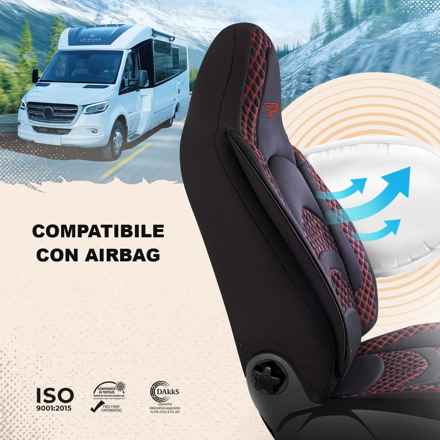 Coprisedili Limburg compatibili con sedili dotati di airbag laterali